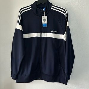 New Adidas Comfortable Jacket, Blue Color with white stripes, Size 2X